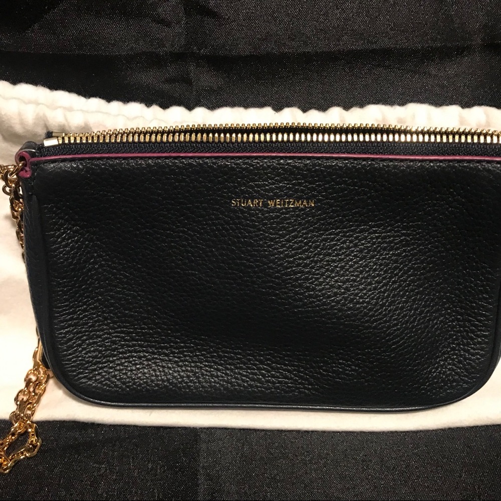 NWT Stuart Weitzman small handbag with gold chain - Picture 2 of 3